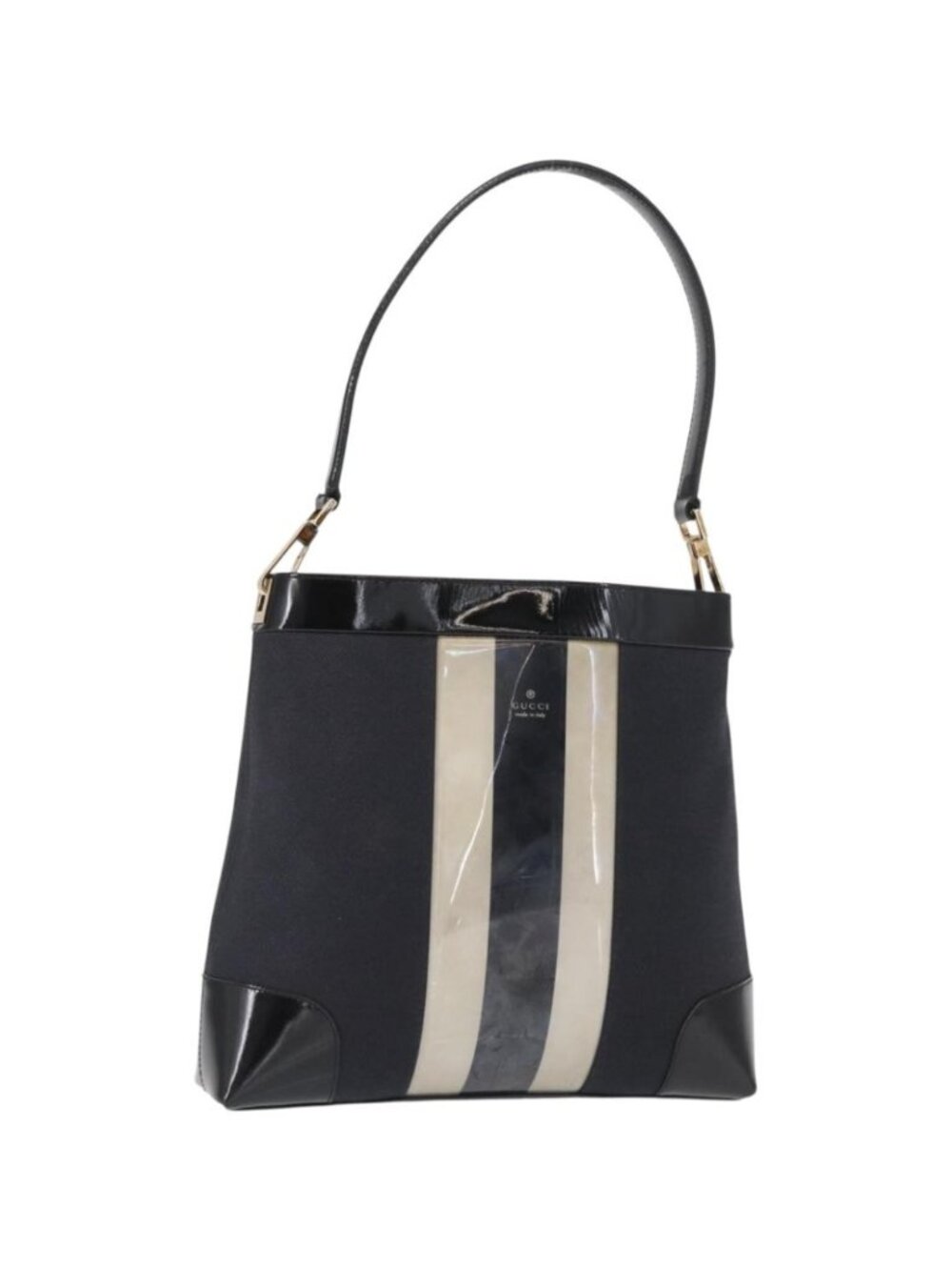 GUCCI Shoulder Bag Canvas Black Gold 001 4231